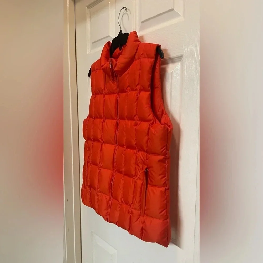 Vintage Y2K GAP Bright Orange Nylon Down Quilted Puffer Vest Size Large - Picture 4 of 10